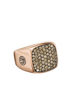 Streamline Signet Ring, 18k Pink Gold & Pave Diamonds